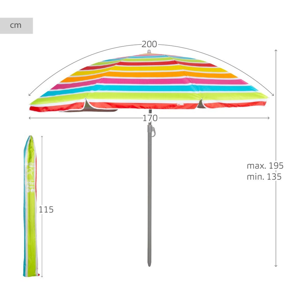 Umbrelă Aktive 200 x 195 x 200 cm (6 Unități)